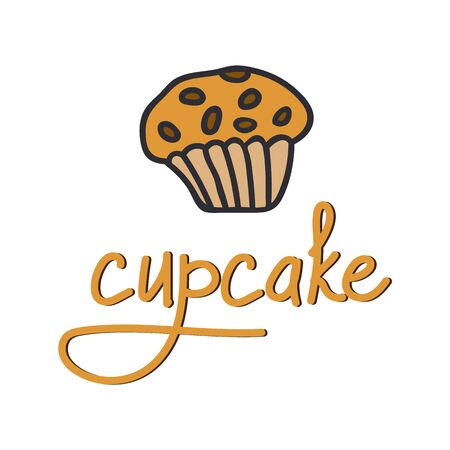 Hand lettering cupcake with illustration. Perfect for a poster or company logoのイラスト素材