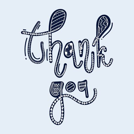 Illustration hand-drawn inscription of gratitude. Thank you. Made in Boho style. Modern ethnic and the Scandinavian styleのイラスト素材