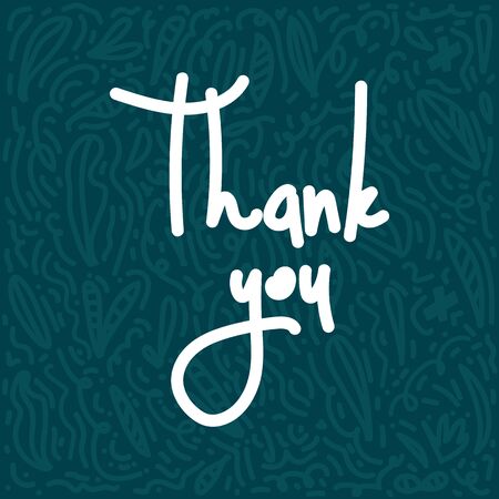 Abstract hand-drawn illustration with an inscription of gratitude. Thank you. The background is painted in the style of Doodle On. Multicolor textureのイラスト素材
