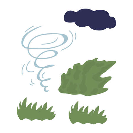 Illustration of a tornado. The image shows a weather phenomenon, with a swirling wind and a cloud. The illustration shows a weather phenomenon. Vector illustrationのイラスト素材