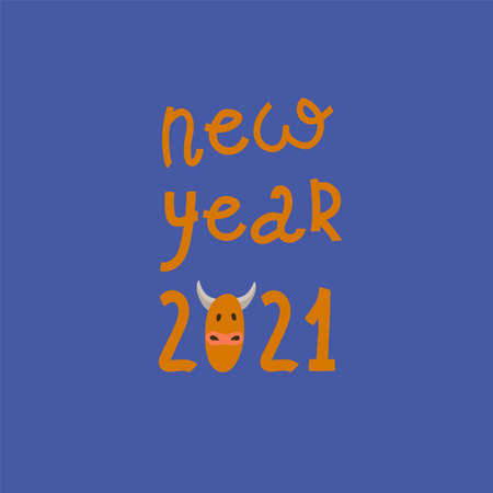 Christmas and new year cards with symbols of the new year of the bull and winter holidays.のイラスト素材