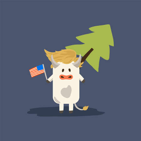 Christmas and new year cards with symbols of the new year of the bull and winter holidays.のイラスト素材