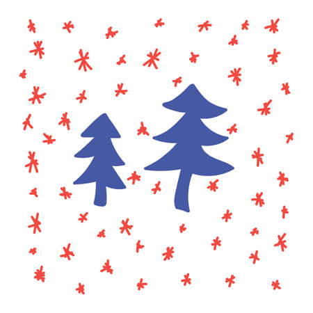 Ready-drawn Christmas and new year inscriptions with symbols of winter holidays.のイラスト素材
