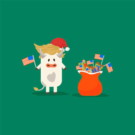 Christmas and new year cards with symbols of the new year of the bull and winter holidays.のイラスト素材