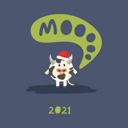 Christmas and new year cards with symbols of the new year of the bull and winter holidays. Can be used for banners, greeting cards, gifts, etc. Holiday card, with Christmas tree and winter holiday texture. Year of the bull 2021. Vector illustrationのイラスト素材