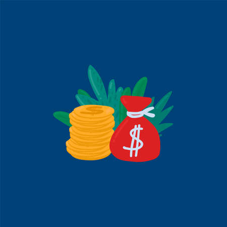 Saving money in retirement bags. Savings in gold coins for retirement. Financial savings and savings for The pension Fund. Illustration made in vector style. Vector illustrationのイラスト素材