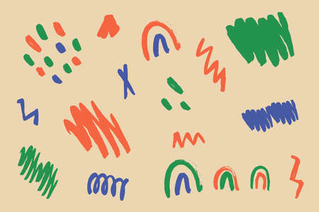 A large abstract set of various shapes and Doodle objects. Collection hand-drawn in the style of Doodle. Modern fashion vector illustration. All elements are isolated. Vector illustrationのイラスト素材