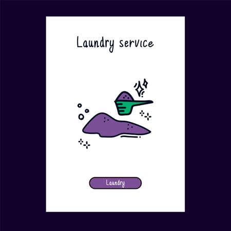 Icon for the Laundry service. Cartoon in the style of Doodle hand-drawn for the Laundry room. Template for the Laundry room . Doodle colored Laundry room icons. Vector illustrationのイラスト素材