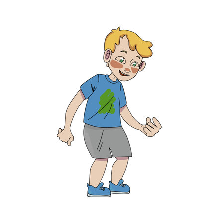 Beautiful portrait of a child. cartoon childrens picture. A child on a white background. For the design of the collage. Vector illustrationのイラスト素材