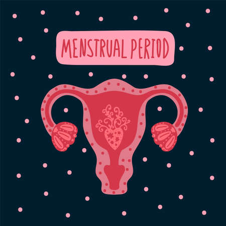 Poster menstruation female period. Feminist menstrual female illustration. Vector illustrationのイラスト素材