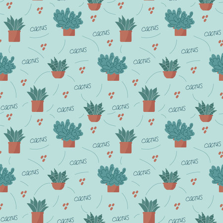Pattern with cacti. Suitable for packaging paper and textiles. Vector background with botanical plants. Vector illustrationのイラスト素材
