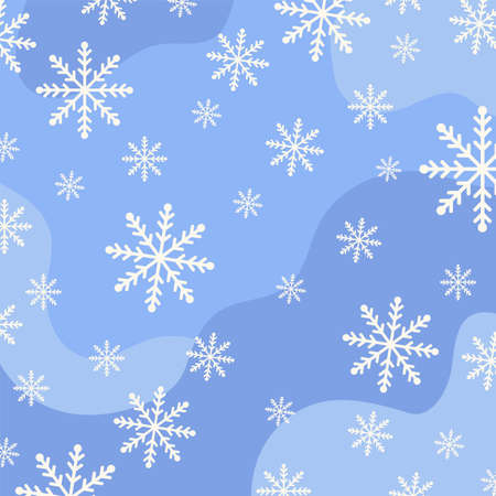 Background of Christmas snowflake elements. Snowflakes on an abstract substrate. White crystal snow patterns for pattern or textile. Vector illustrationのイラスト素材