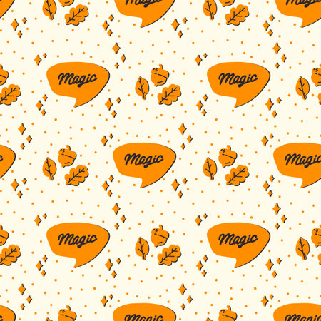 Background template with orange Magic lettering. The pattern is magical for the day of the dead. The substrate is in black and orange autumn color. Vector illustrationのイラスト素材