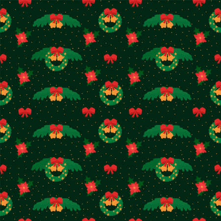 Background with Christmas symbols is a Christmas wreath. Holiday decorations in the doodle circle....