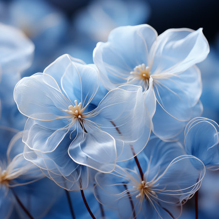 Beautiful blue flowers on blue background. Close-up. Nature.の素材