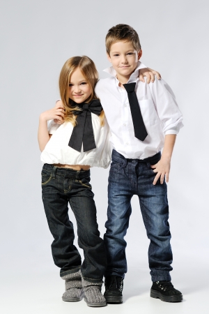 portrait of little boys and girls in the studio の写真素材