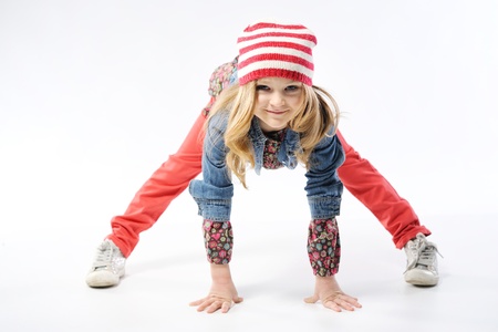 stylish little girl in the studio