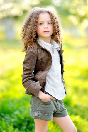 portrait of little girl outdoors in summerの写真素材