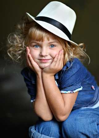portrait of little girl outdoors in summerの写真素材