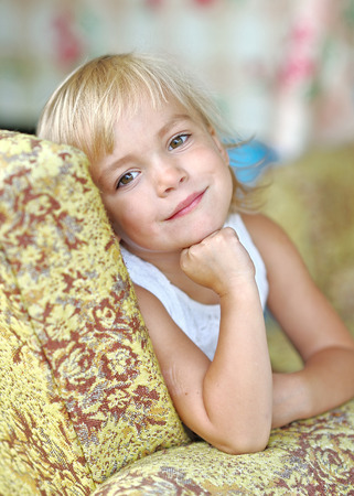 portrait of little girl outdoors in summerの写真素材
