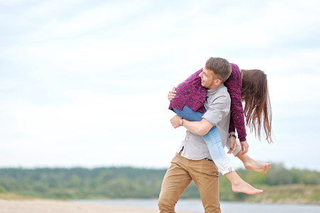 beautiful Couple in love on summer beachの写真素材
