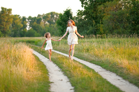 portrait of mother and daughter in natureの写真素材