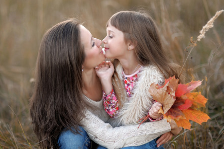 portrait of mother and daughter in natureの写真素材
