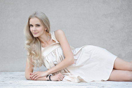 portrait of a beautiful young model, sexy girlの写真素材