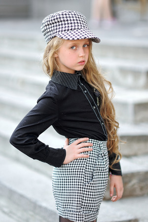 portrait of little girl outdoors in summerの写真素材