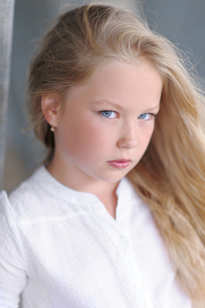 portrait of little girl outdoors in summerの写真素材