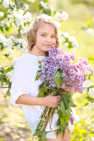 portrait of little girl outdoors in summerの写真素材