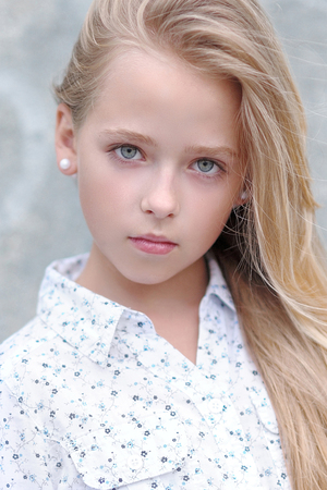 portrait of little girl outdoors in summerの写真素材