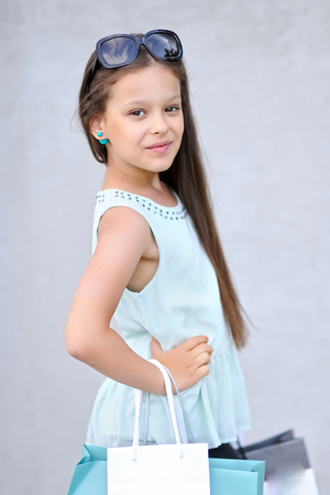 portrait of little girl outdoors in summerの写真素材