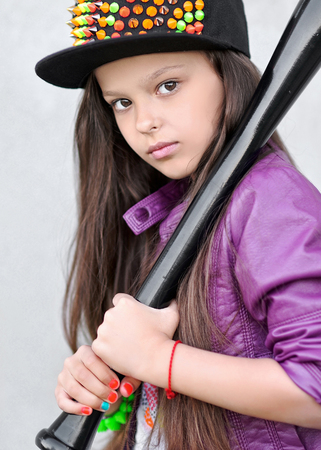 portrait of little girl outdoors in summerの写真素材