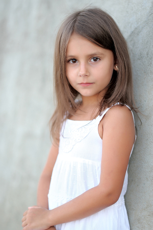 portrait of little girl outdoors in summerの写真素材