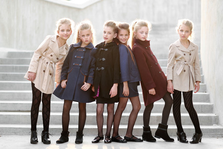 Portrait of happy children on nature in summerの写真素材