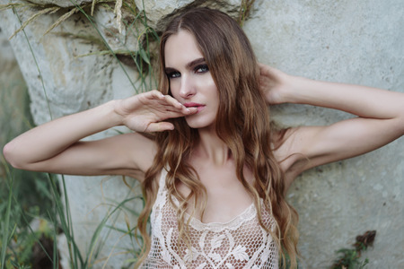 portrait of a beautiful girl glamorous girlの写真素材