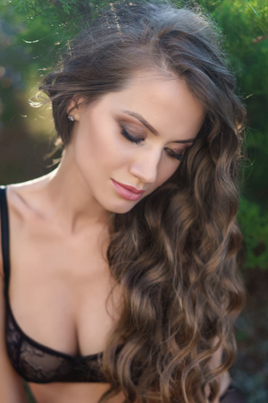 portrait of a beautiful girl glamorous girlの写真素材