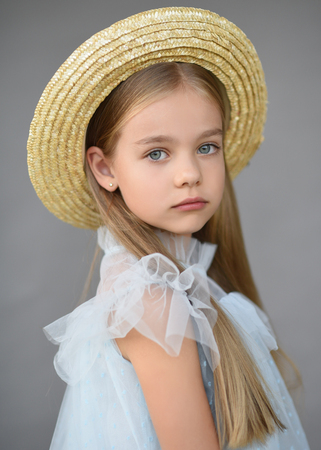 portrait of little girl outdoors in summerの写真素材