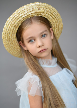 portrait of little girl outdoors in summerの写真素材