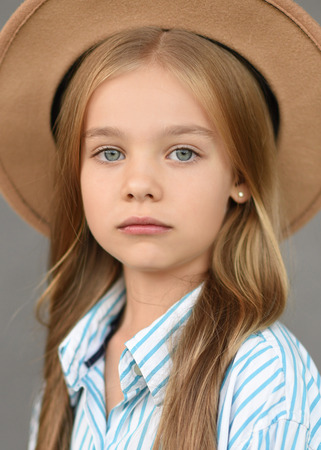 portrait of little girl outdoors in summerの写真素材