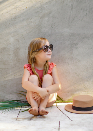 portrait of little girl outdoors in summerの写真素材
