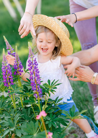 portrait of little girl outdoors in summerの写真素材