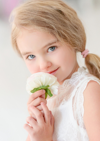 portrait of little girl outdoors in summerの写真素材