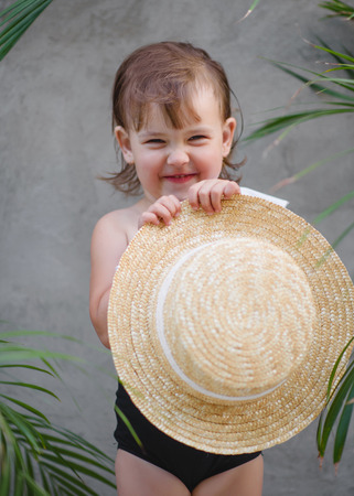 portrait of little girl outdoors in summerの写真素材