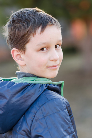 Portrait of a boy in the summer outdoorsの写真素材