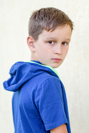Portrait of a boy in the summer outdoorsの写真素材