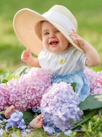 portrait of little girl outdoors in summerの写真素材