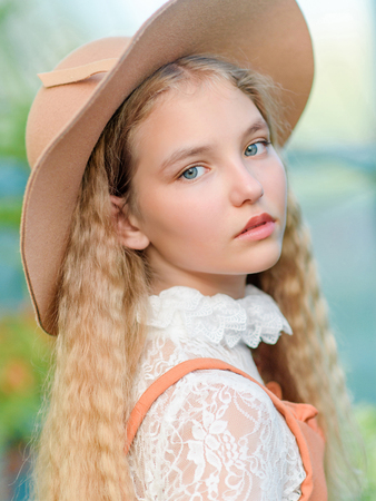 portrait of little girl outdoors in summerの写真素材