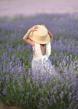 portrait of little girl outdoors in summerの写真素材